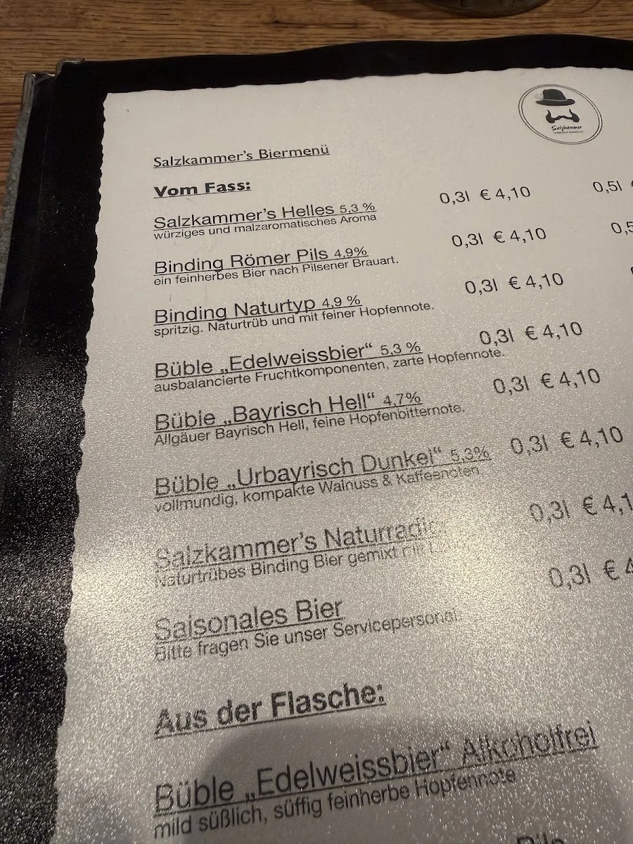 Restaurant Salzkammer – Speisekarte in Frankfurt am Main, Hessen