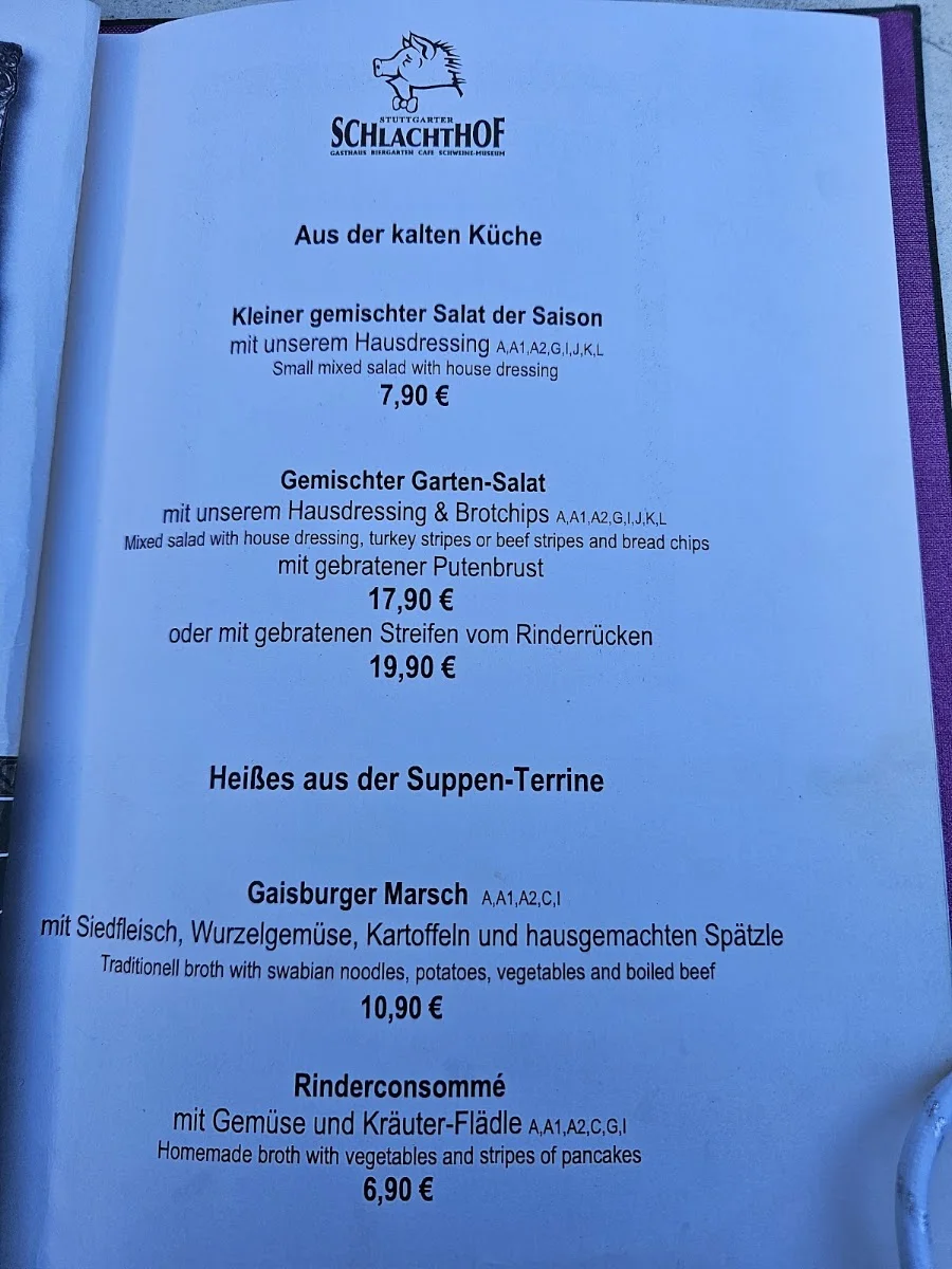 Schlachthof Stuttgart – Speisekarte in Stuttgart, Baden-Württemberg