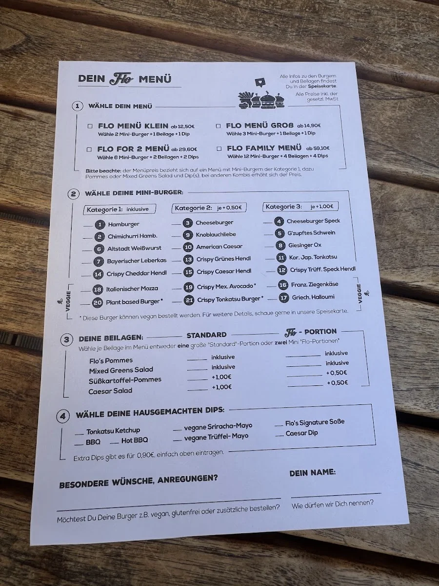 Der kleine Flo – Speisekarte in München, Bayern