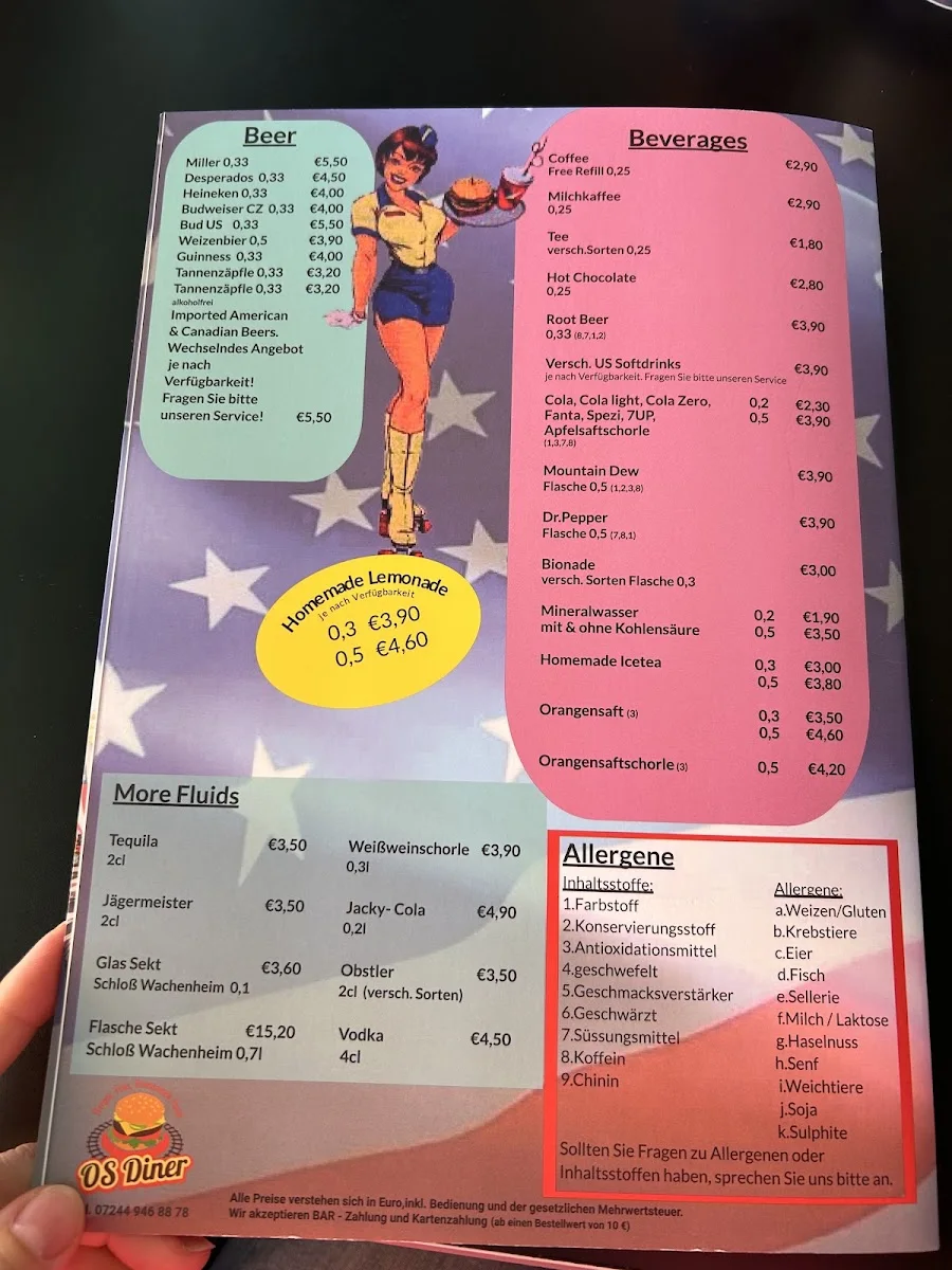 OS Diner – Speisekarte in Stutensee, Baden-Württemberg