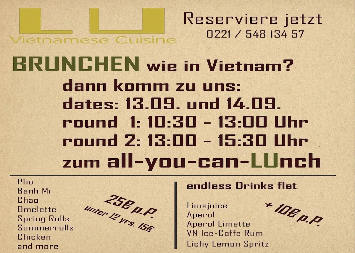 LU Vietnamese Cuisine – Speisekarte in Köln, Nordrhein-Westfalen