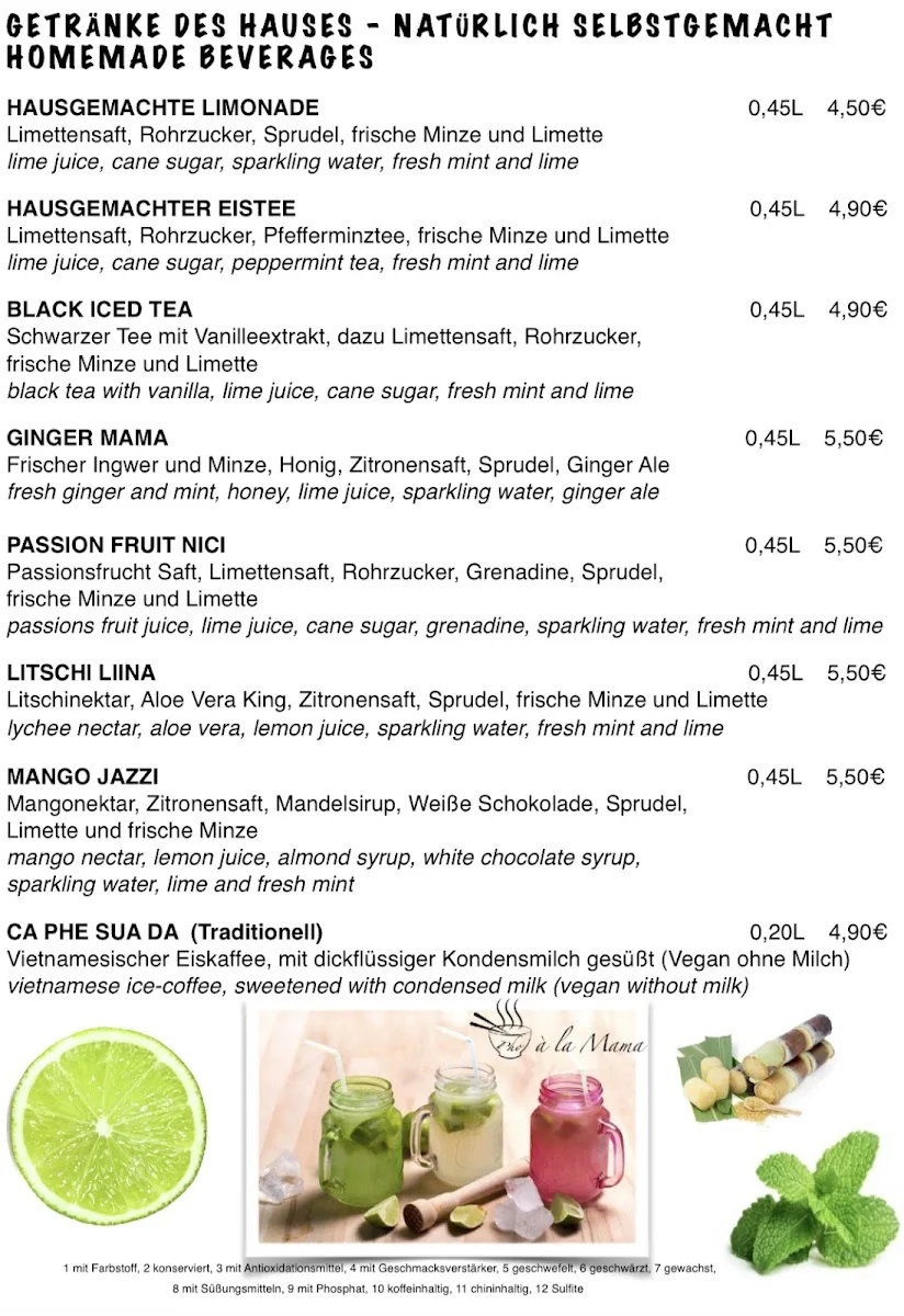 Restaurant Pho à la Mama - vietnamesische & asiatische Spezialitäten – Speisekarte in Stuttgart, Baden-Württemberg