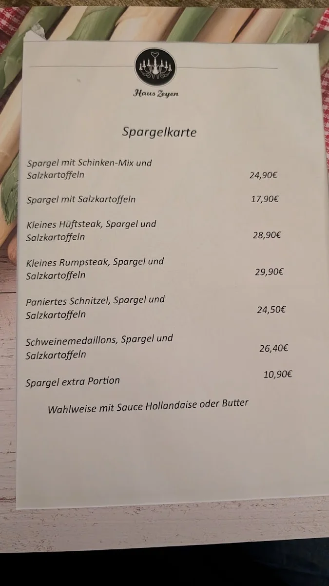 Haus Zeyen – Speisekarte in Köln, Nordrhein-Westfalen
