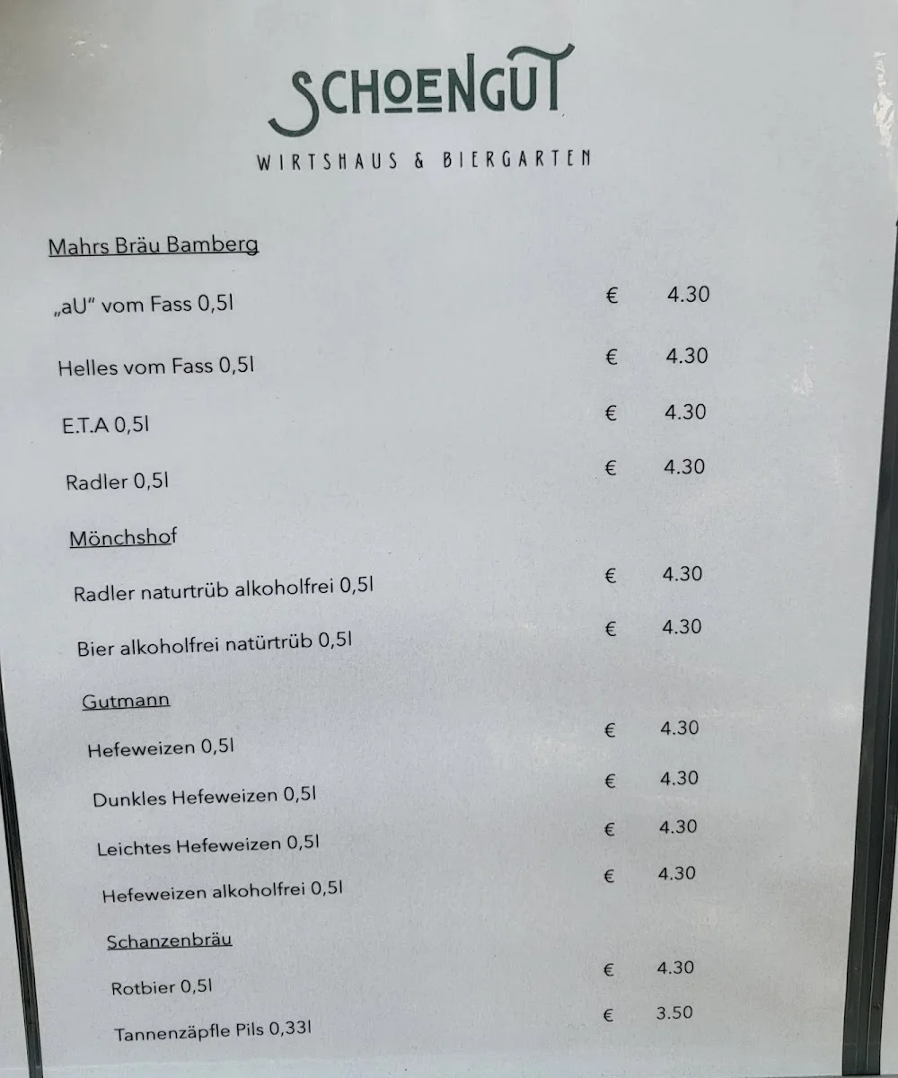 schoengut Wirtshaus & Biergarten – Speisekarte in Nürnberg, Bayern