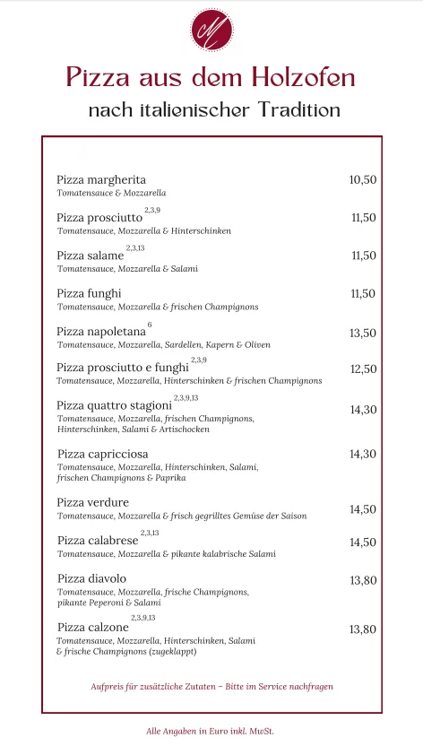 Ristorante Marcellino – Speisekarte in Stuttgart, Baden-Württemberg