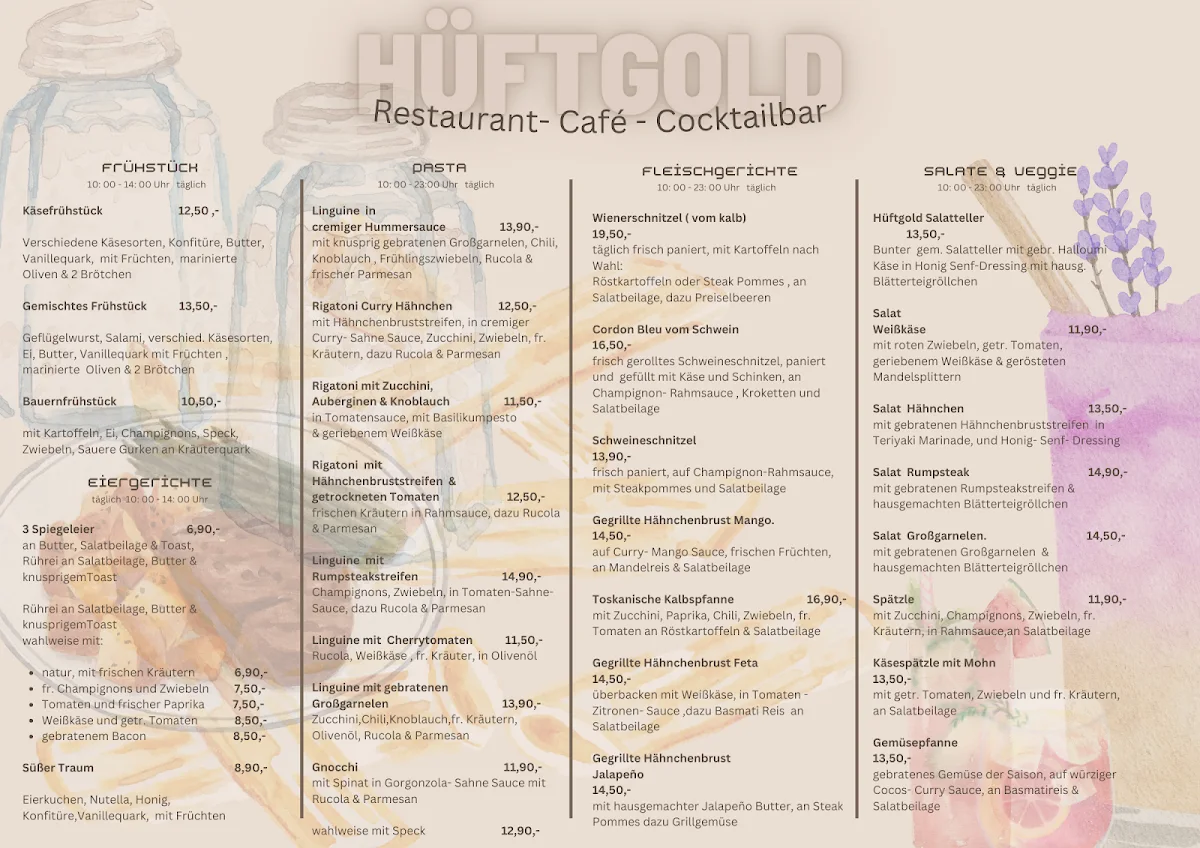 Hüftgold – Speisekarte in Berlin