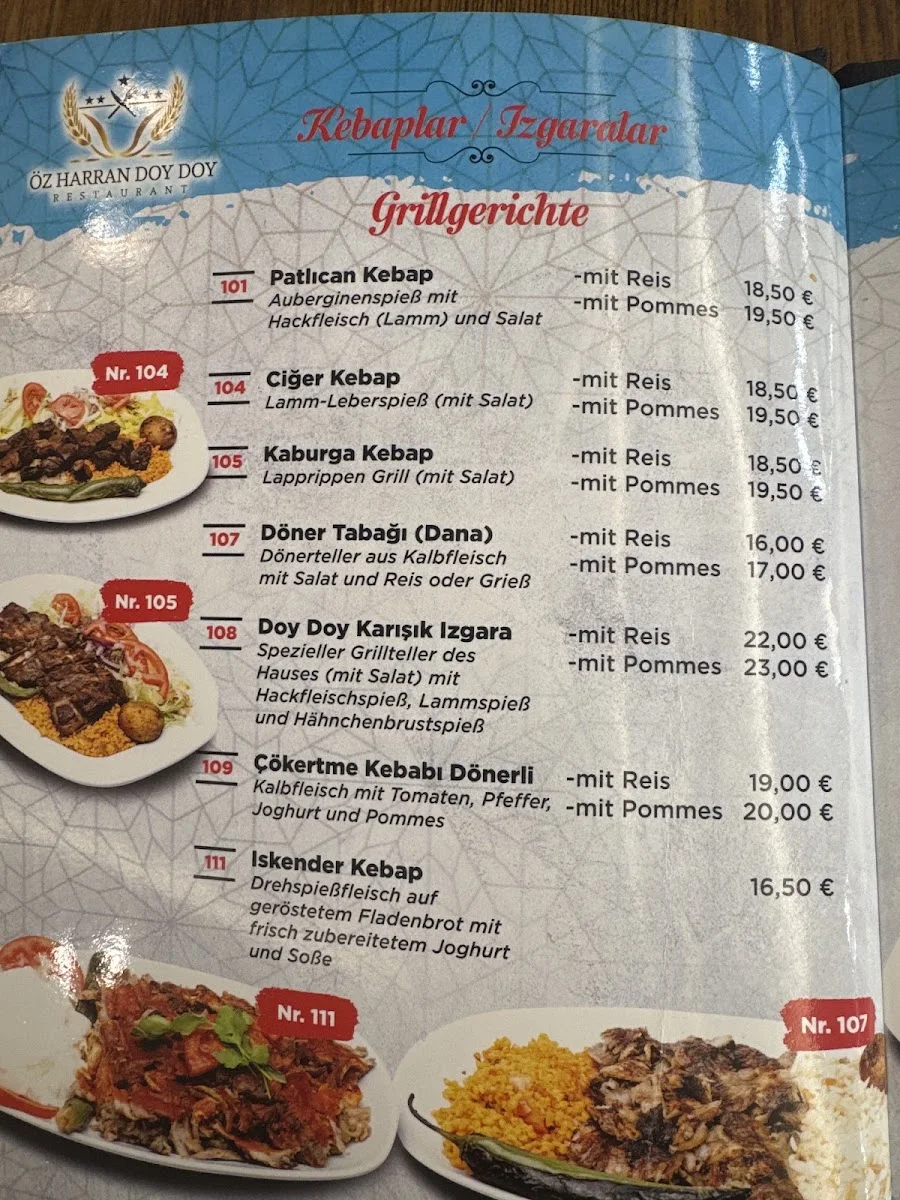 Öz Harran Doy Doy – Speisekarte in Köln, Nordrhein-Westfalen