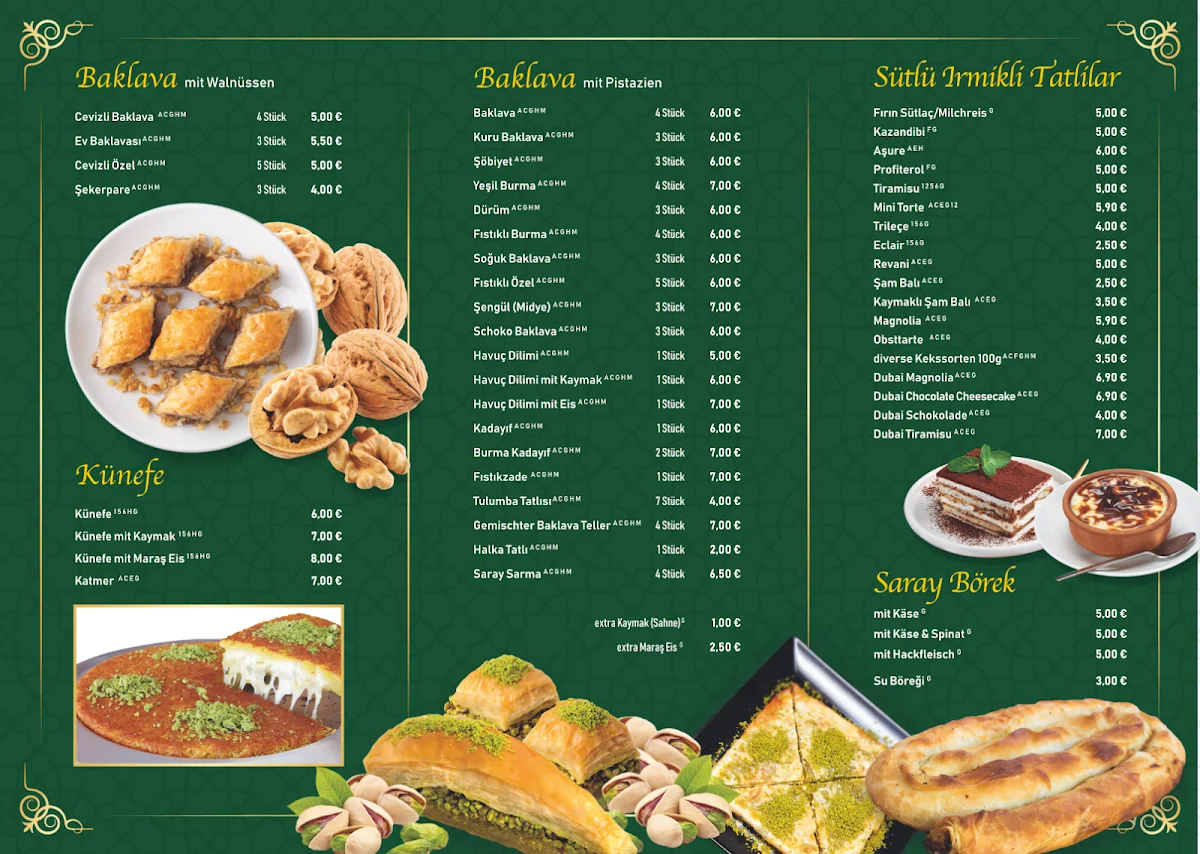 Şengüloğlu Antep Baklava – Speisekarte in Berlin