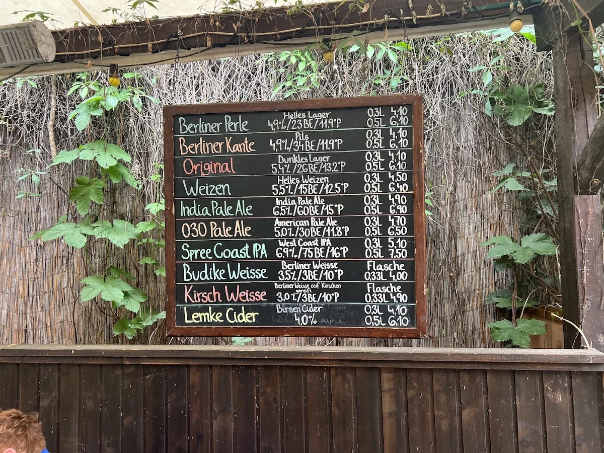 Das Lemke - Biergarten, Brauerei, deutsche Küche – Speisekarte in Berlin