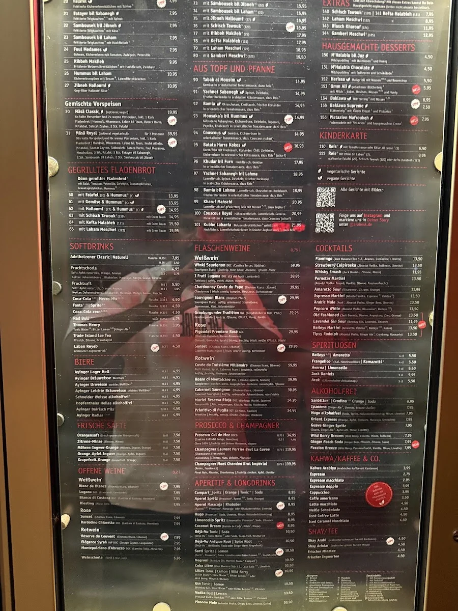 Arabesk – Speisekarte in München, Bayern