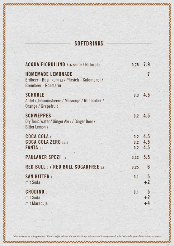MARTA Trattoria & Bar – Speisekarte in München, Bayern