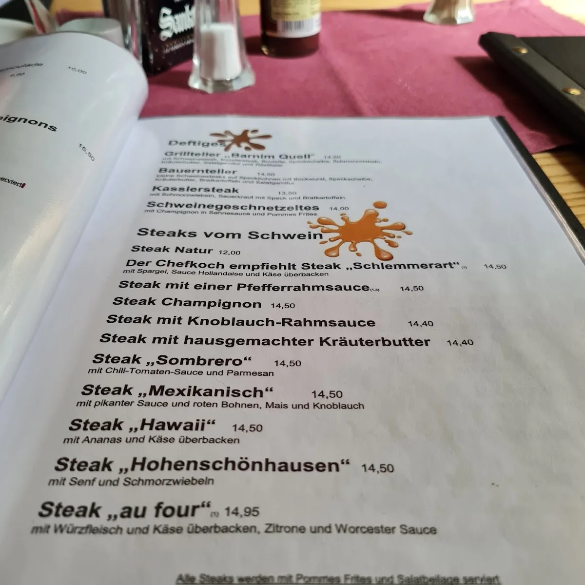 Gaststätte Barnimquell – Speisekarte in Berlin