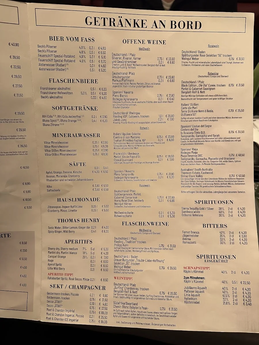 Das Feuerschiff LV 13 – Speisekarte in Hamburg