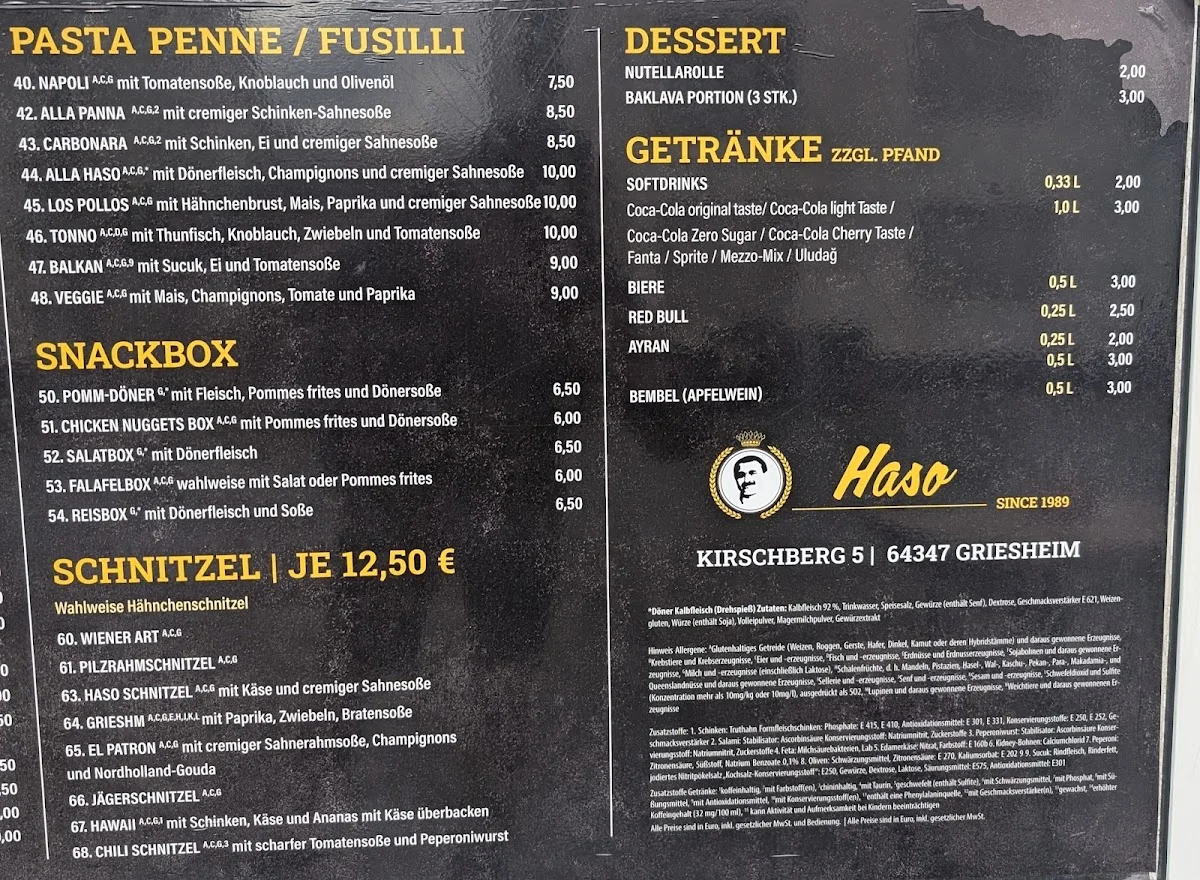 Haso Kebap Haus – Speisekarte in Griesheim, Hessen