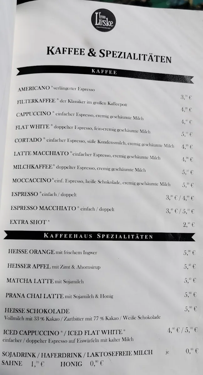 Frau Lüske Kaffeehaus – Speisekarte in Berlin