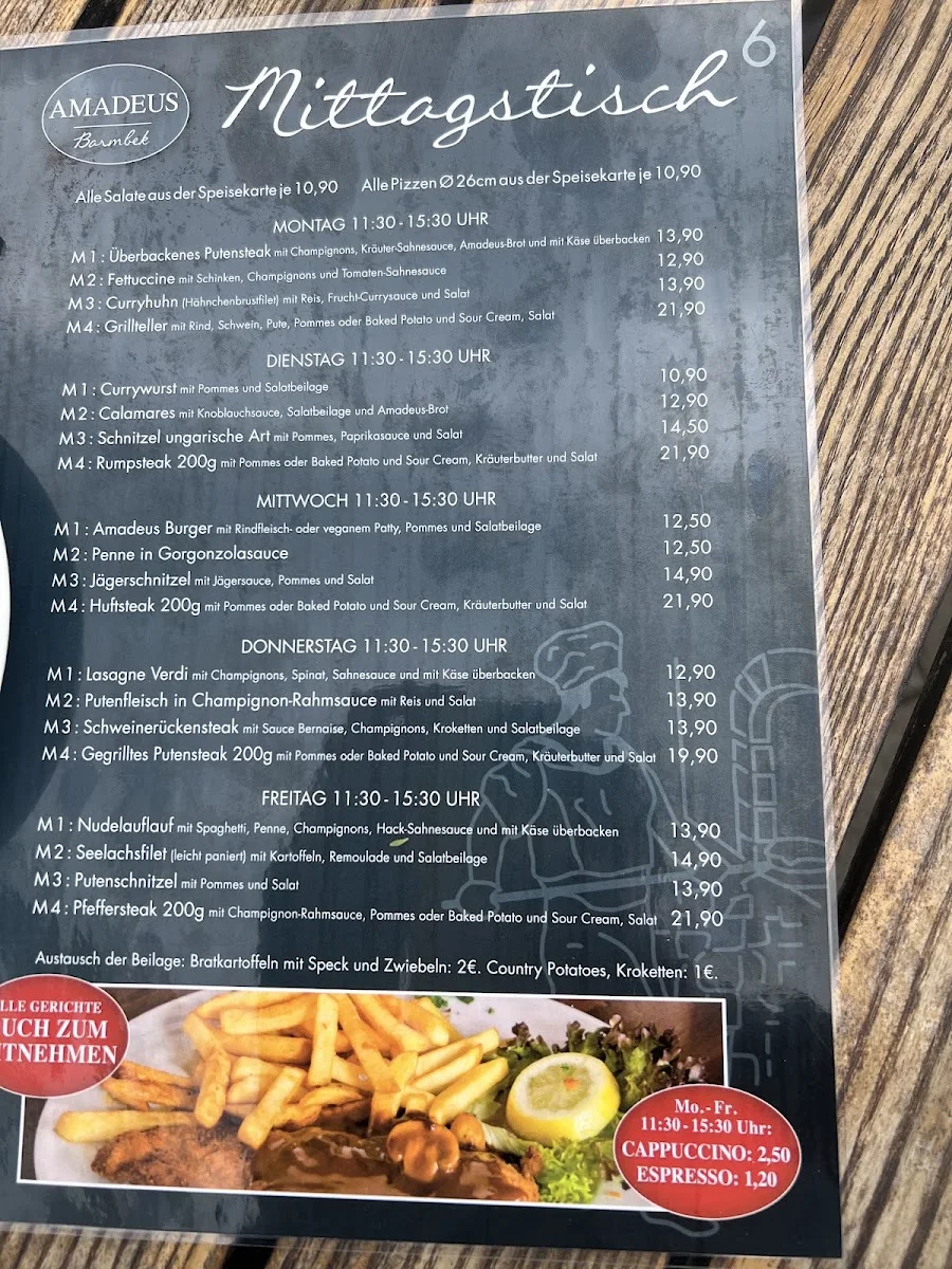 Restaurant Amadeus – Speisekarte in Hamburg