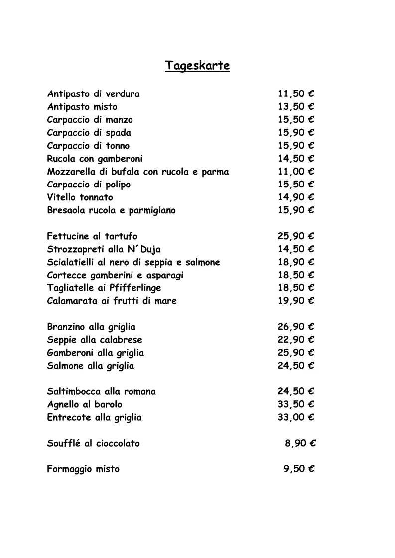 La Locanda – Speisekarte in Nürnberg, Bayern