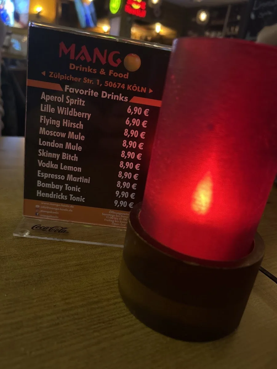 Mango – Bar, Restaurant, Zülpicherstr.1 – Speisekarte in Köln, Nordrhein-Westfalen
