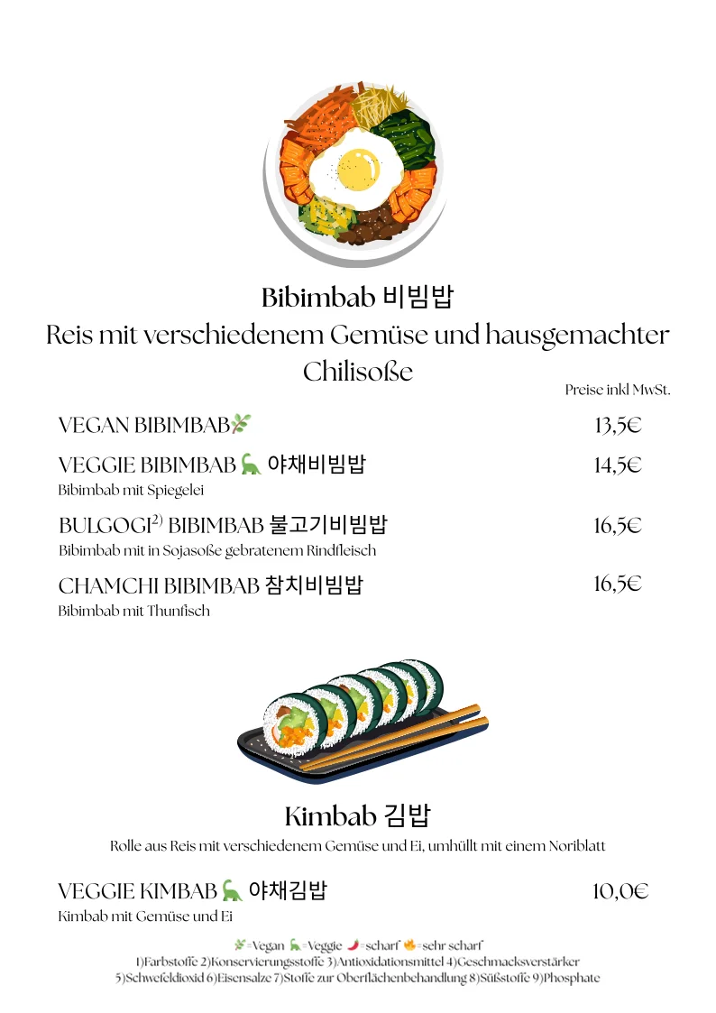 Do Shi Rak - Authentisches koreanisches Essen – Speisekarte in Stuttgart, Baden-Württemberg