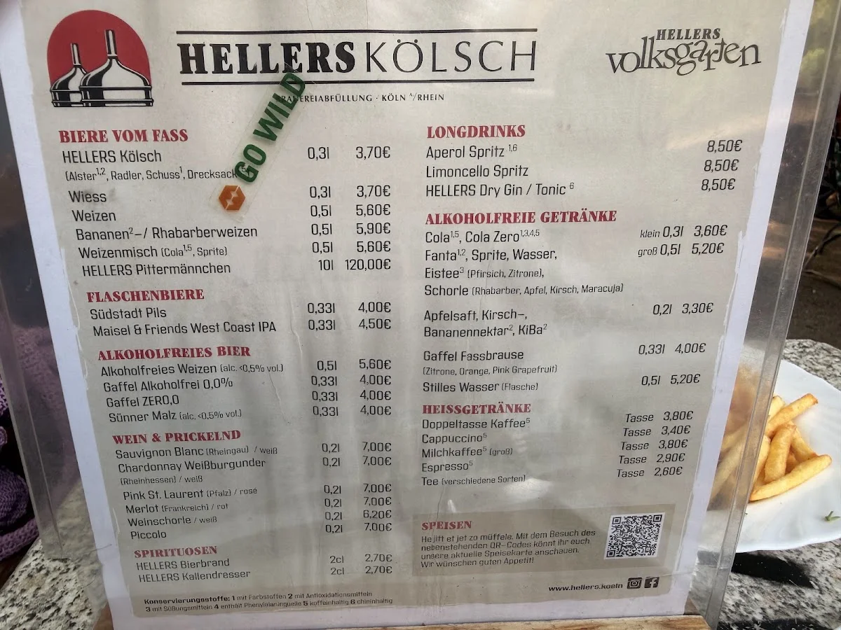 HELLERS Volksgarten – Speisekarte in Köln, Nordrhein-Westfalen
