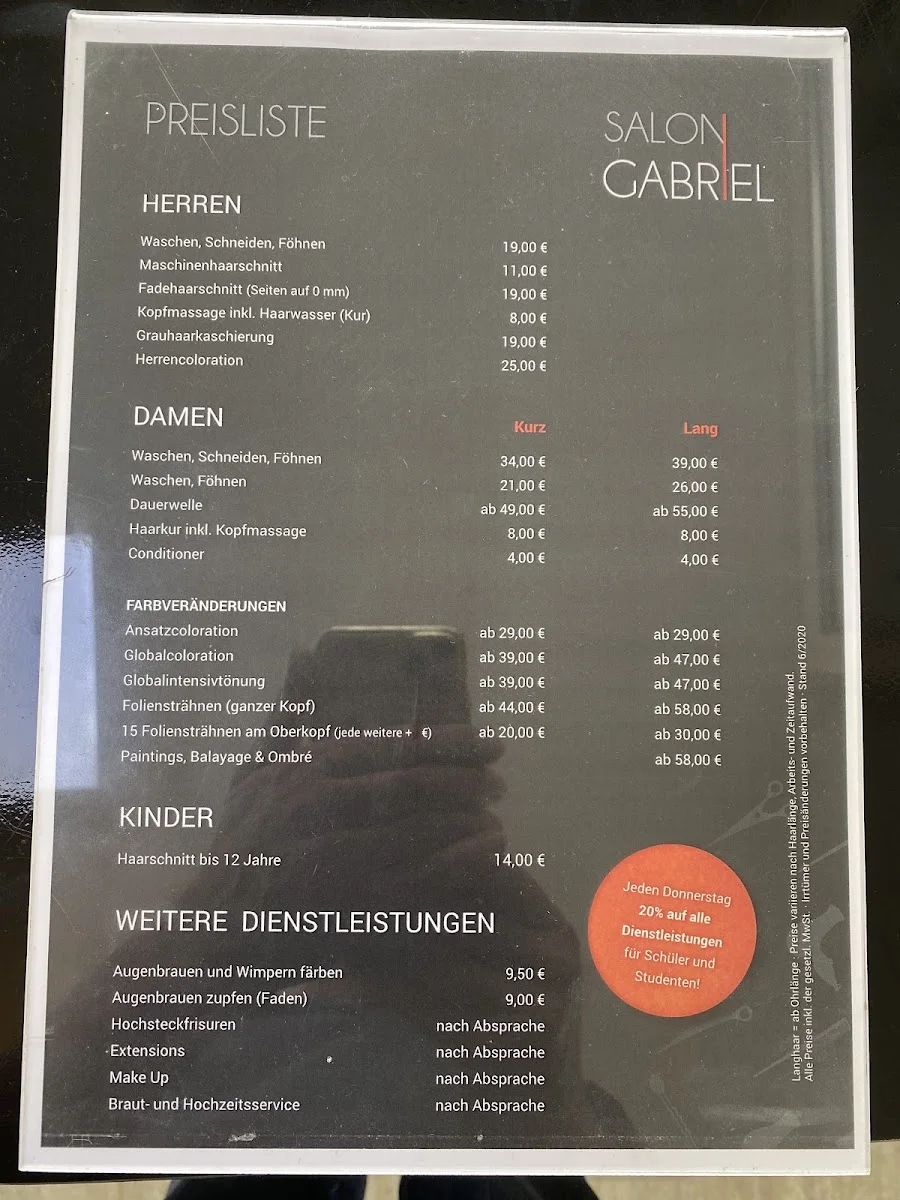 Salon Gabriel – Speisekarte in Wilhelmshaven, Niedersachsen