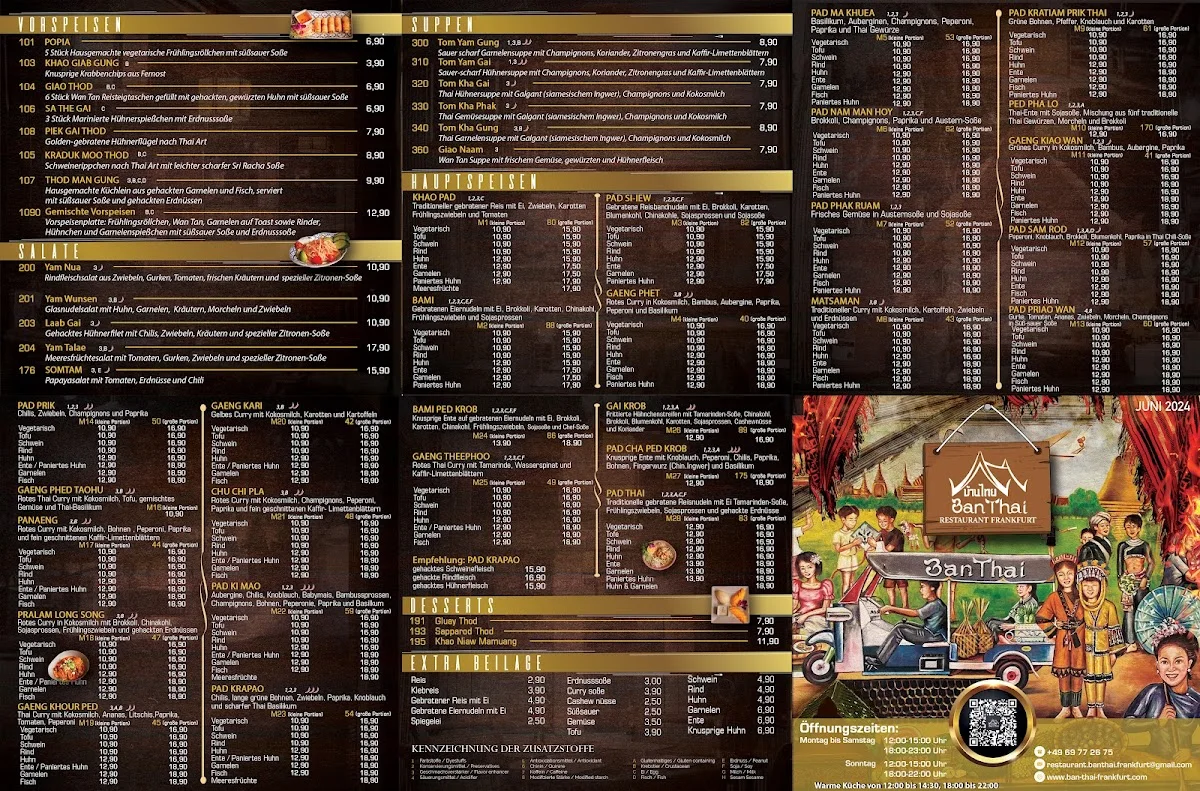 Ban Thai Restaurant Frankfurt – Speisekarte in Frankfurt am Main, Hessen