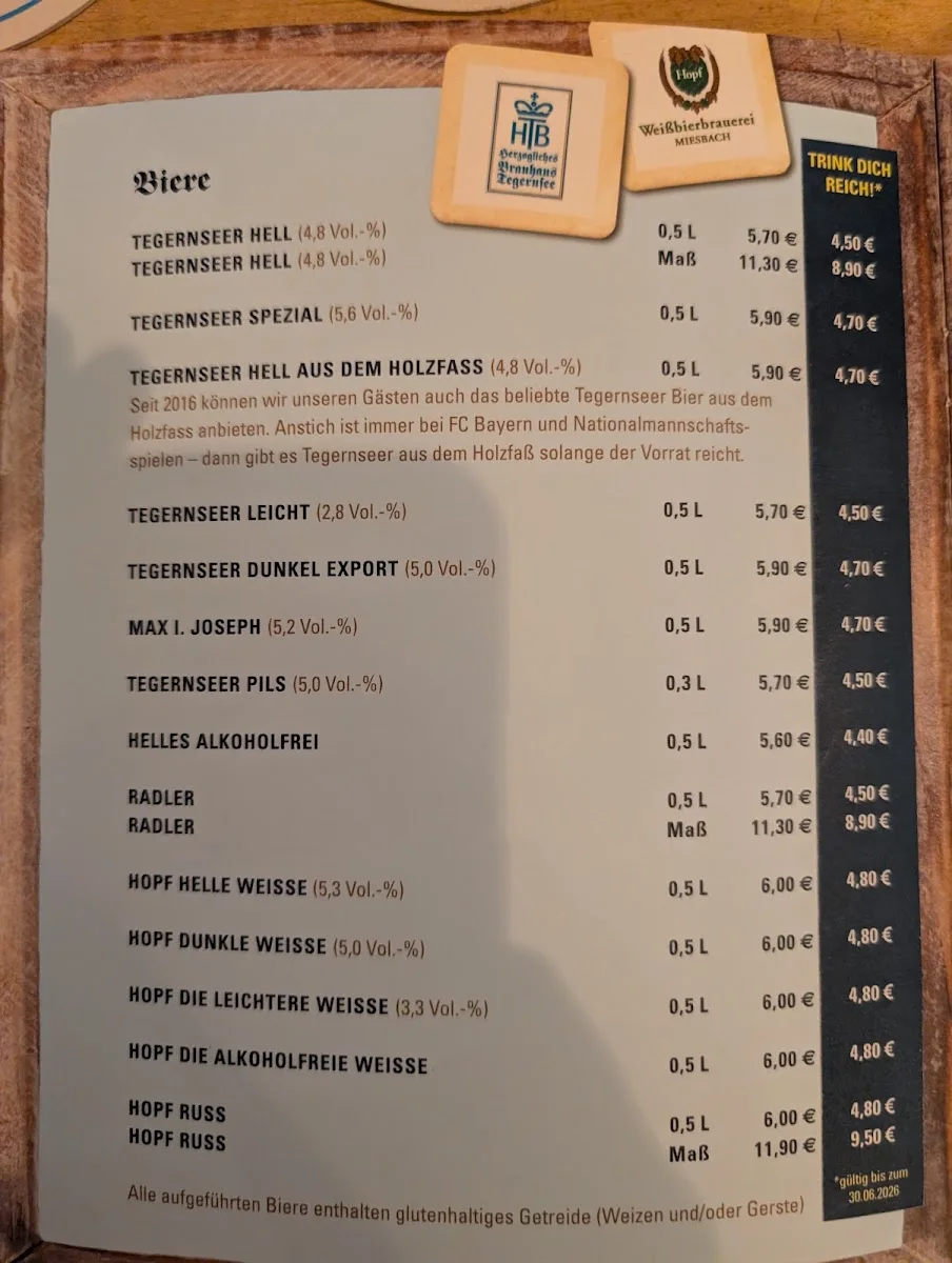 TEGERNSEER TAL - Bräuhaus – Speisekarte in München, Bayern