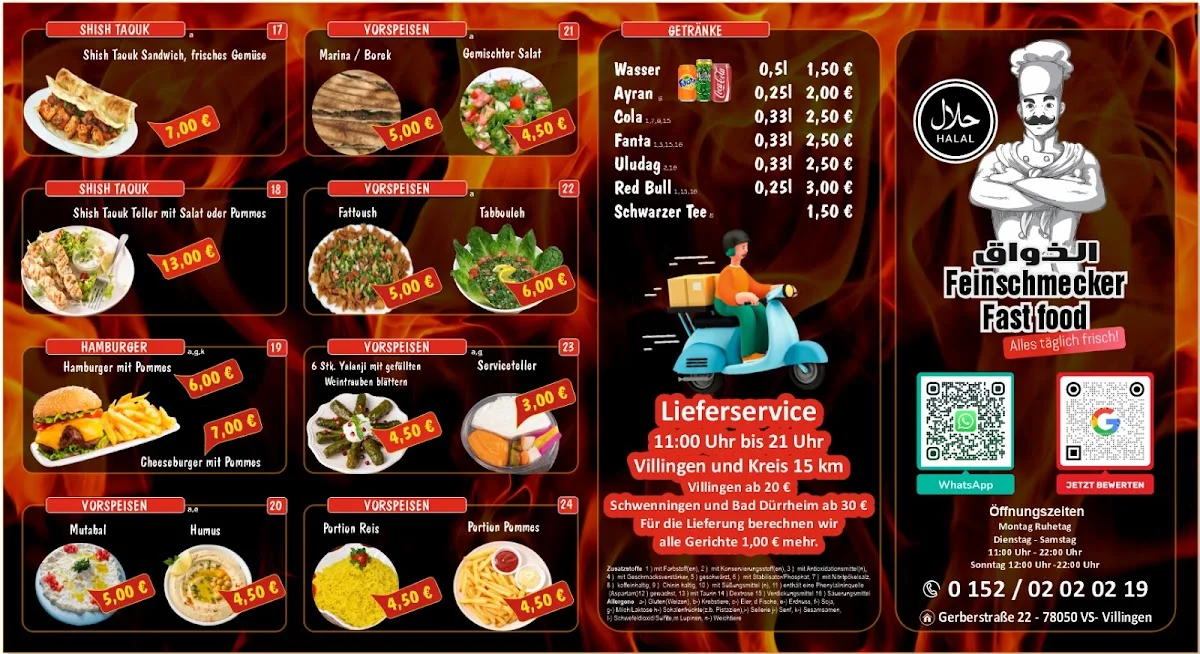 Feinschmecker Fast food – Speisekarte in Villingen-Schwenningen, Baden-Württemberg