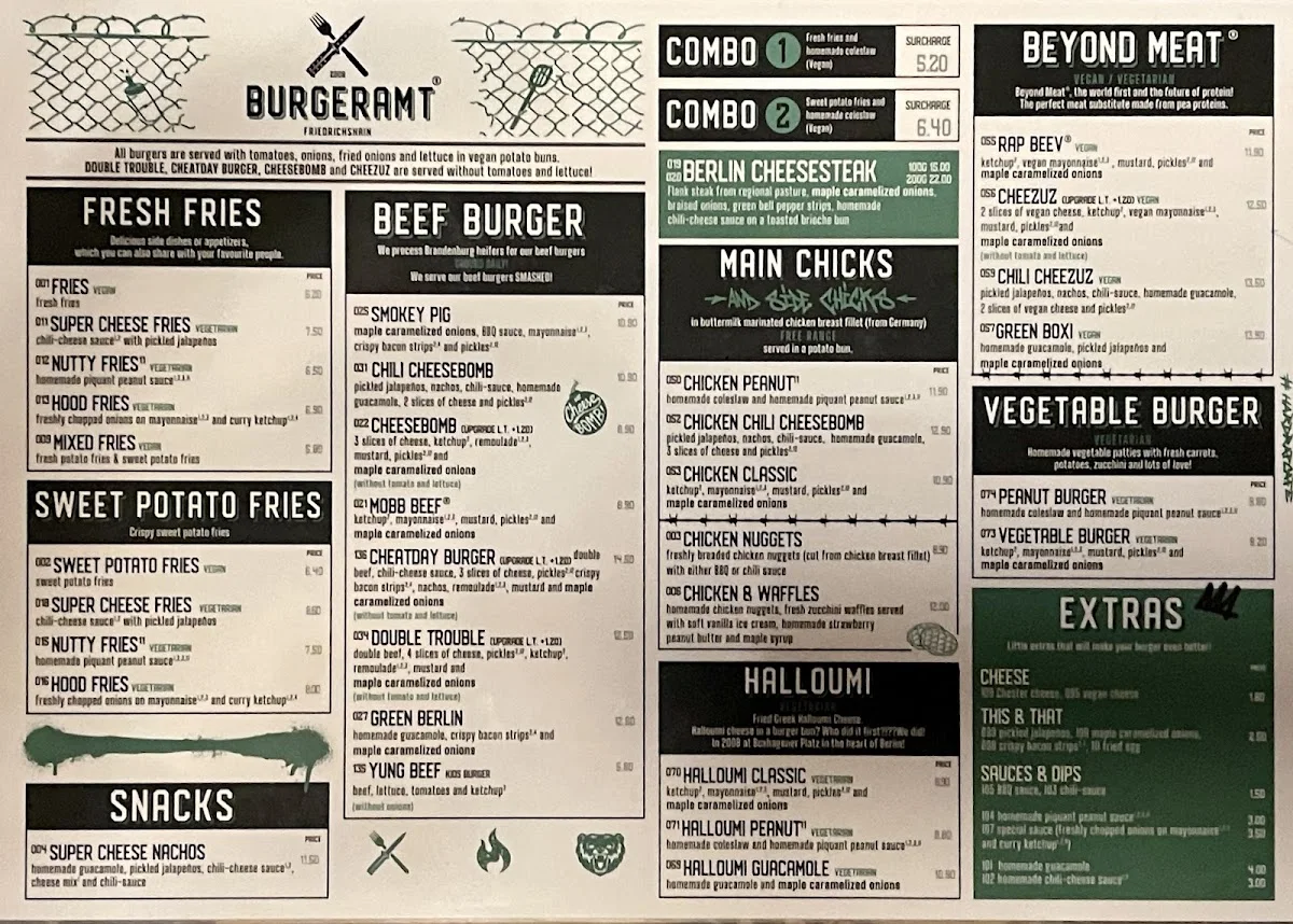 BURGERAMT – Speisekarte in Berlin
