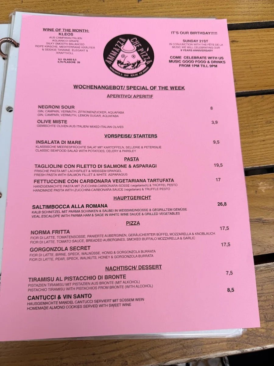 Ammazza che Pizza – Speisekarte in Berlin