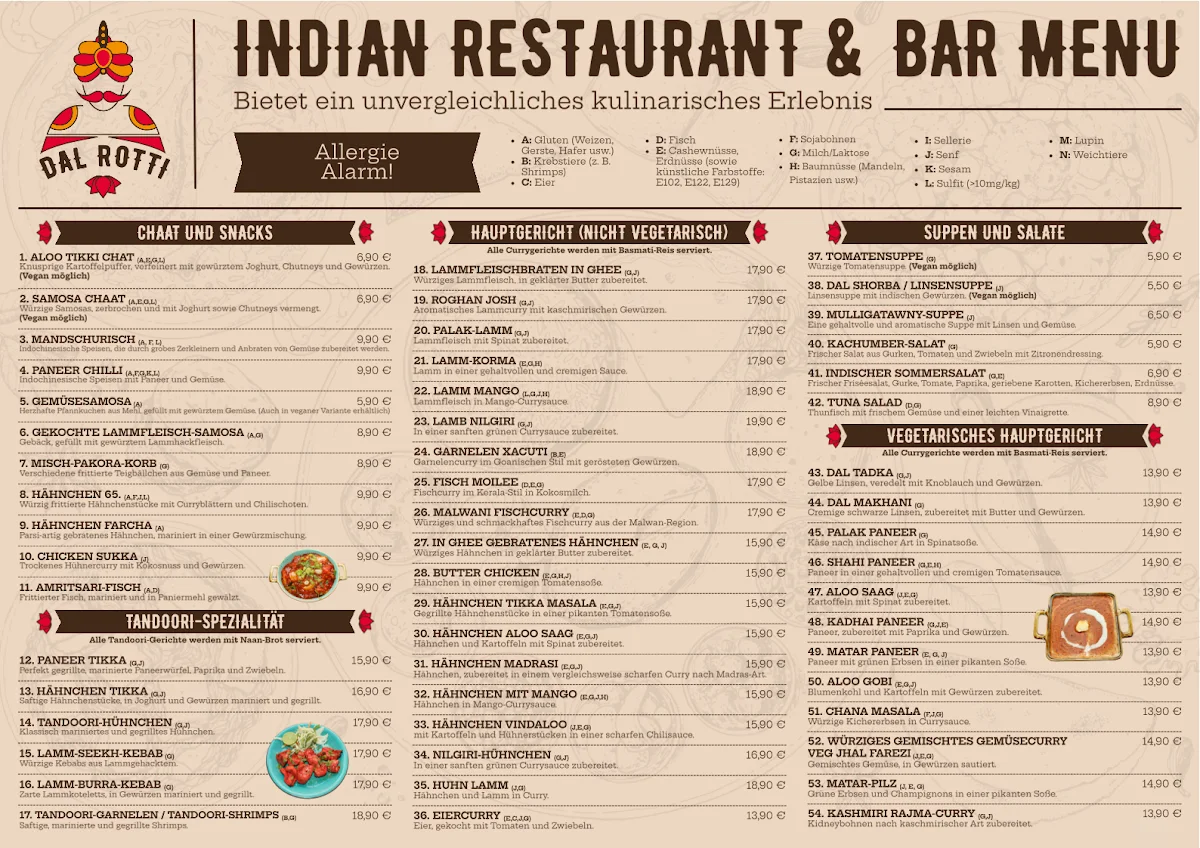 Dal Rotti Indian Restaurant – Speisekarte in Frankfurt am Main, Hessen