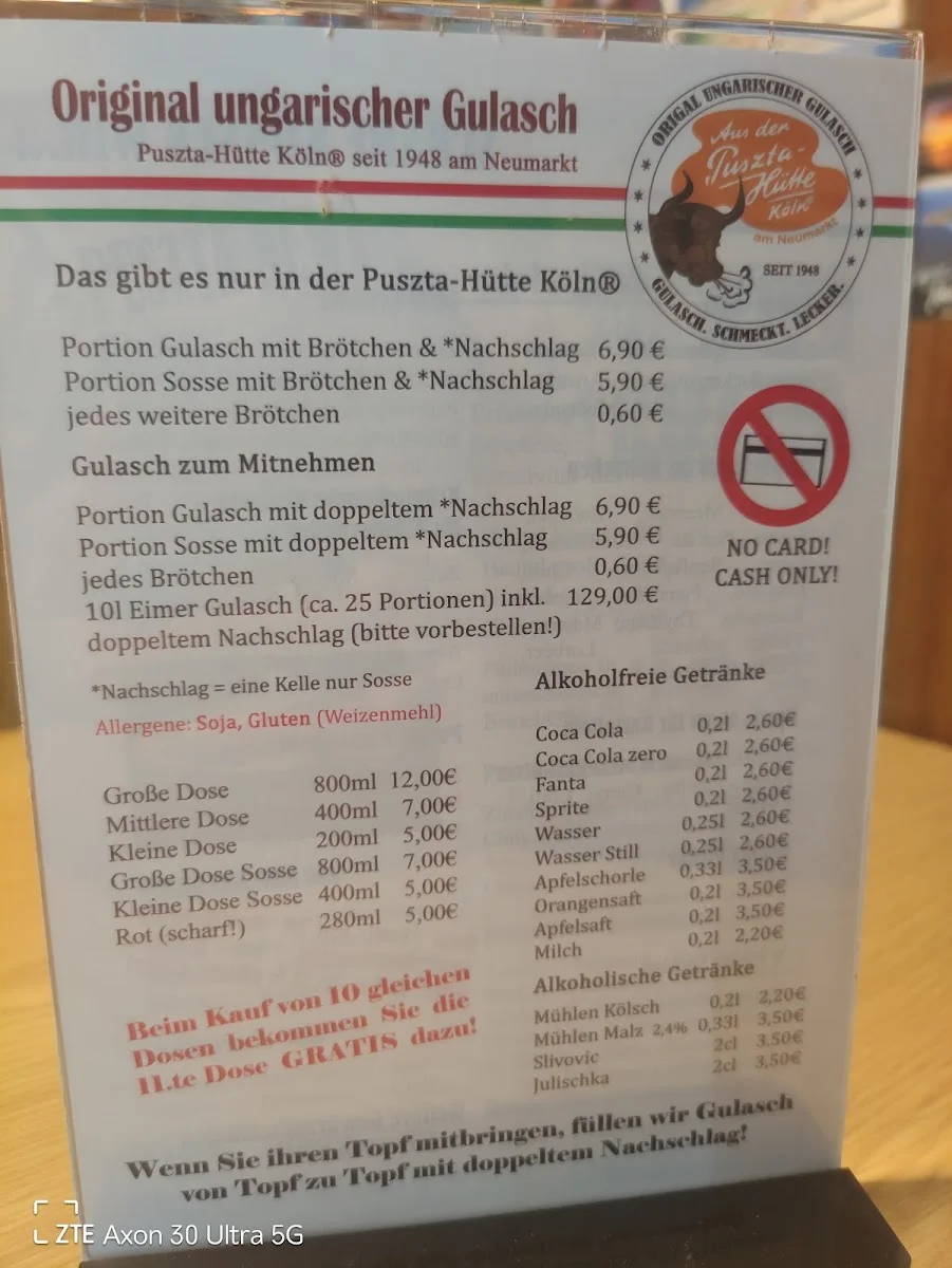 Puszta-Hütte Köln – Speisekarte in Köln, Nordrhein-Westfalen