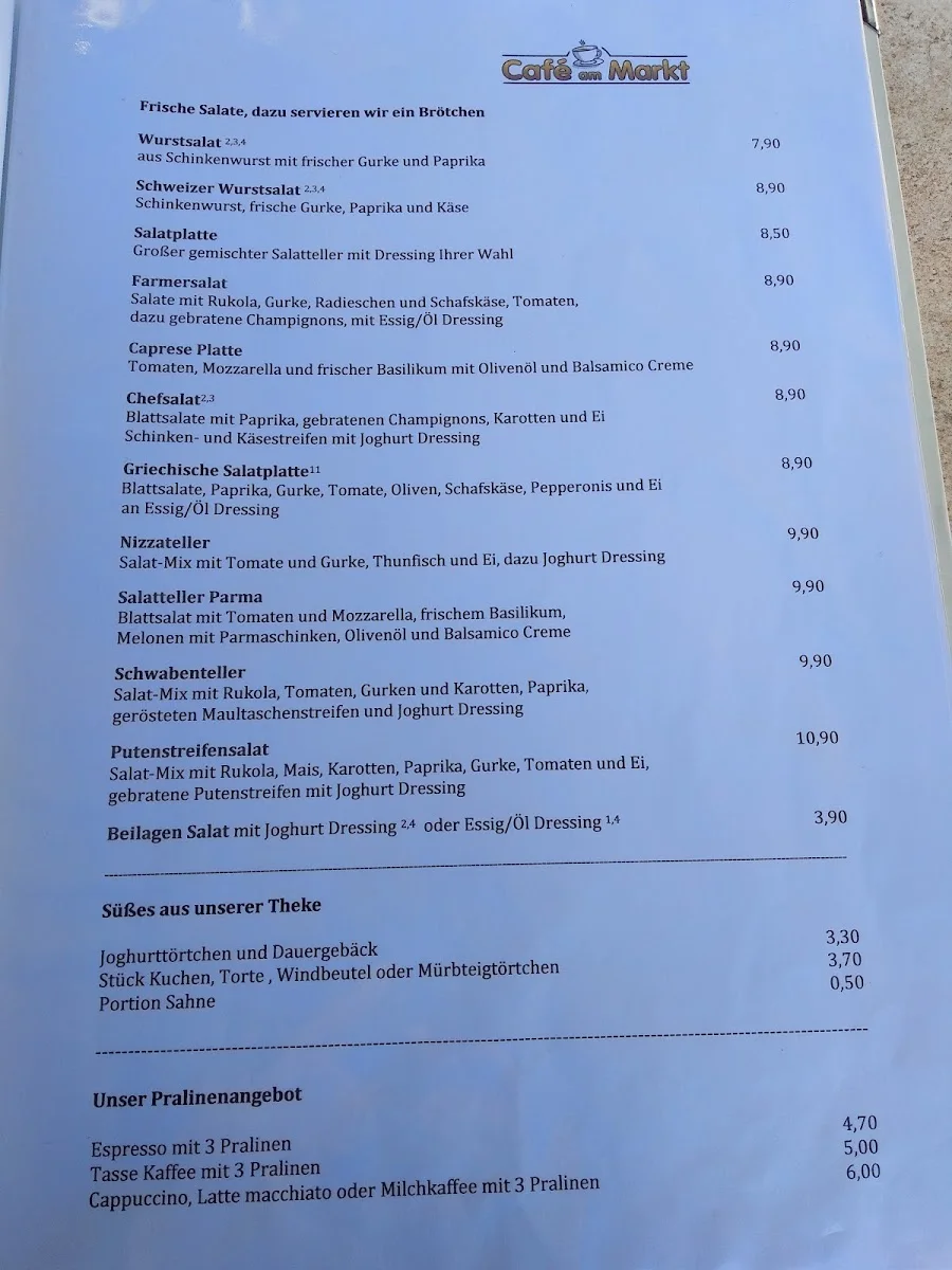 Café am Markt – Speisekarte in Stuttgart, Baden-Württemberg