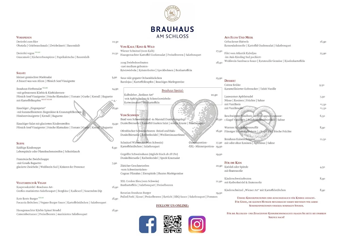 Brauhaus am Schloss – Speisekarte in Regensburg, Bayern
