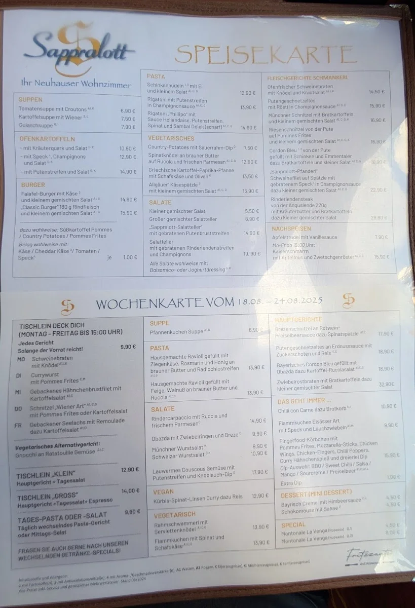 Sappralott – Speisekarte in München, Bayern