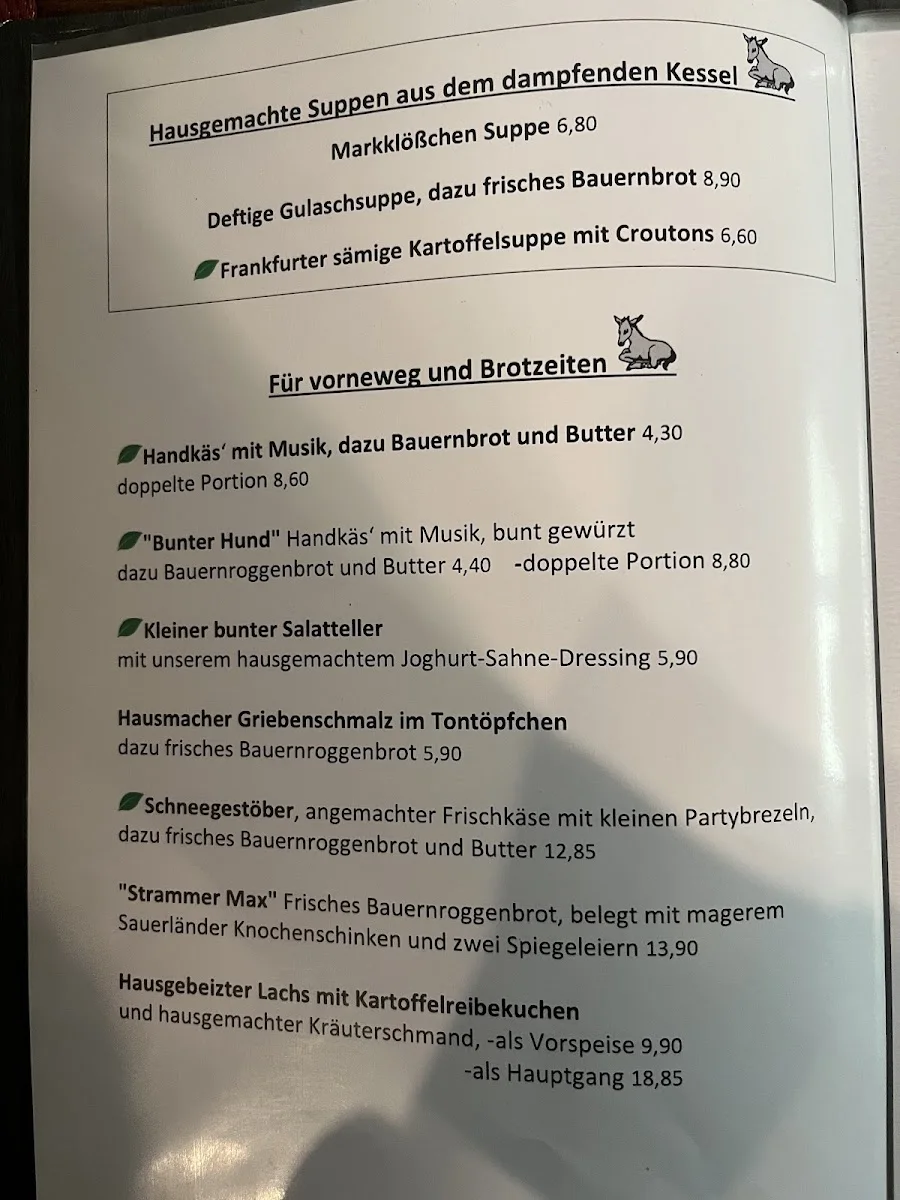 Zum Lahmen Esel – Speisekarte in Frankfurt am Main, Hessen