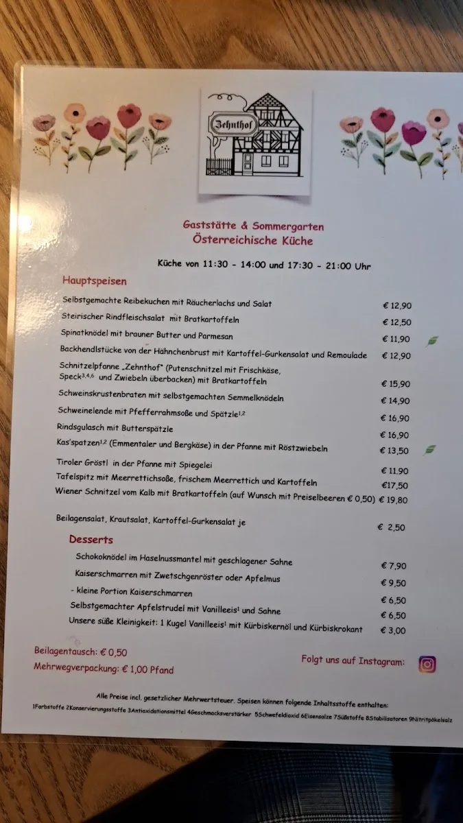 Zum Zehnthof – Speisekarte in Frankfurt am Main, Hessen