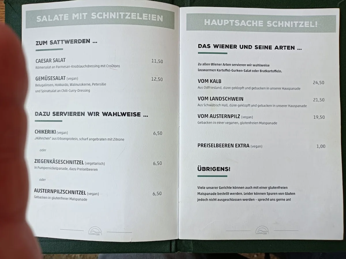 Schnitzelei Mitte – Speisekarte in Berlin