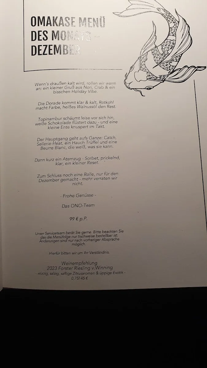 ono by Steffen Henssler – Speisekarte in Hamburg