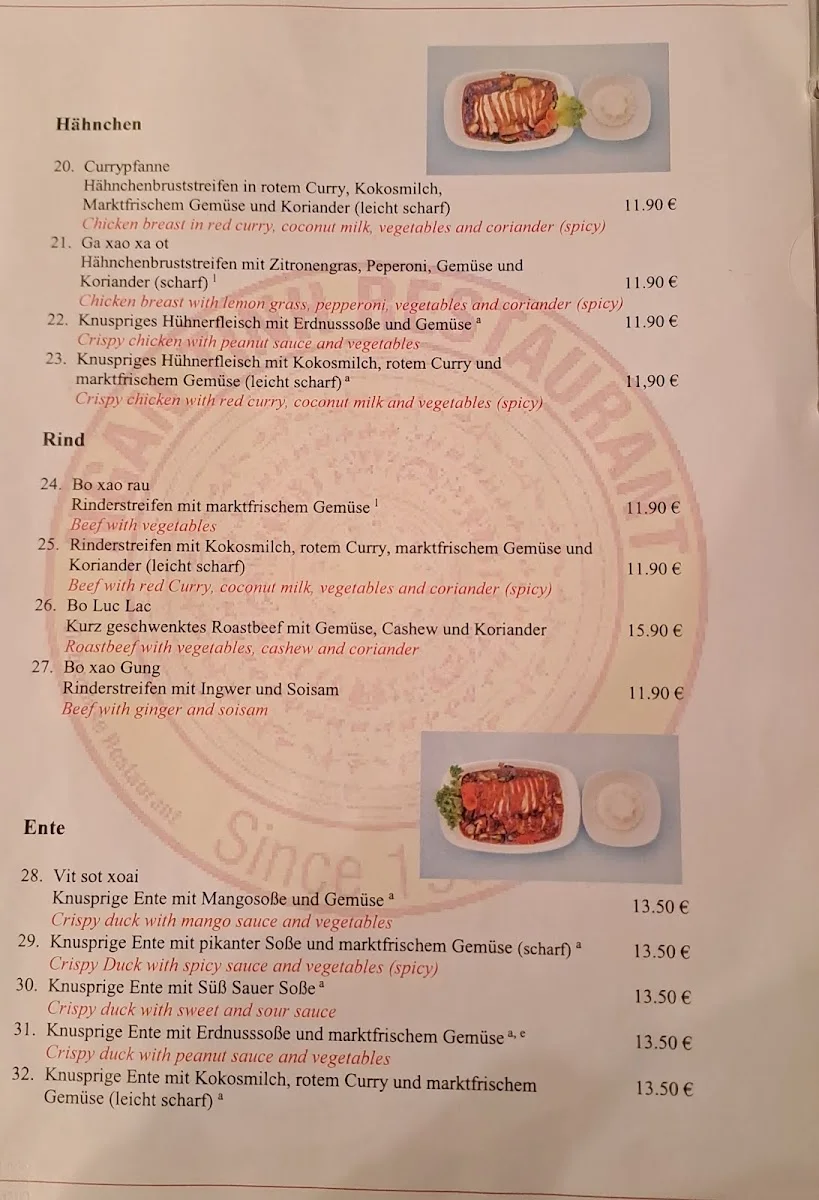 Ngan Tinh Vietnamesisches Restaurant – Speisekarte in Hamburg