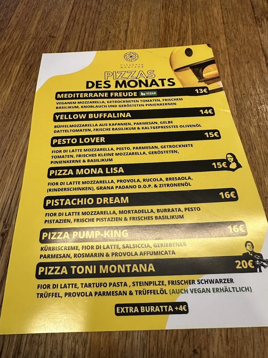 Pizzeria Montana – Speisekarte in Frankfurt am Main, Hessen