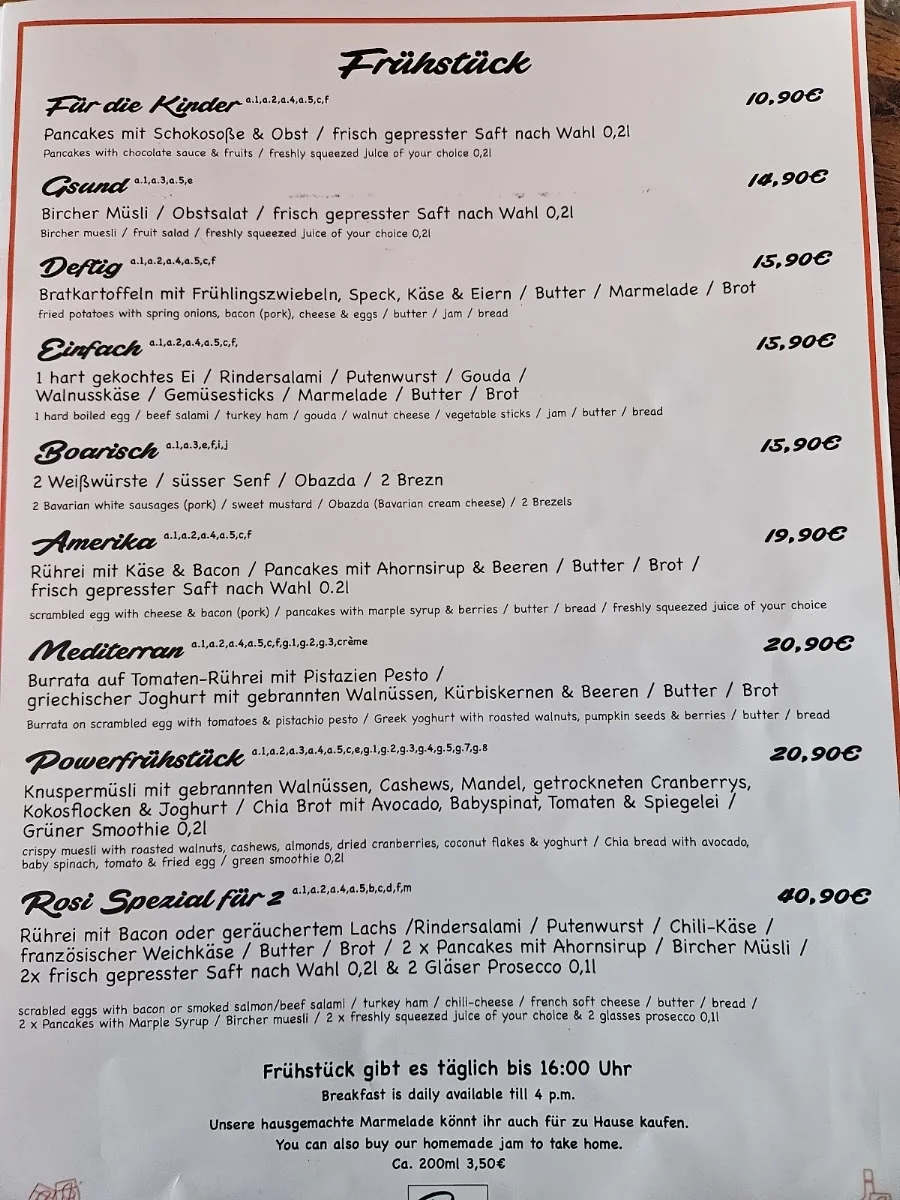 Das Rosi – Speisekarte in München, Bayern