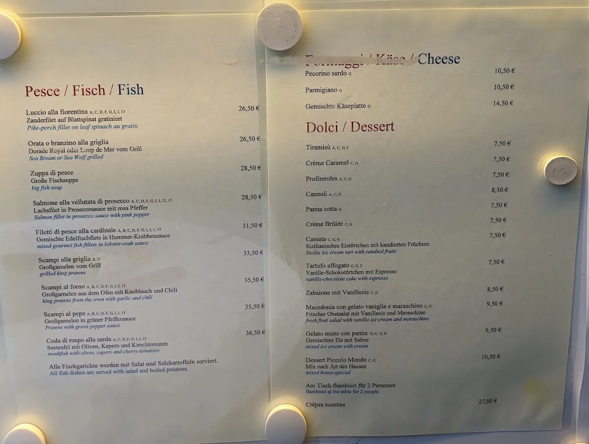 Ristorante Piccolo Mondo – Speisekarte in Berlin