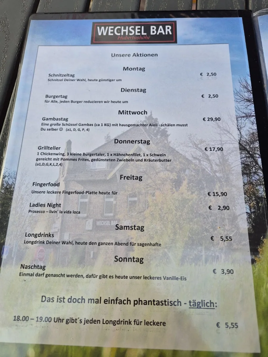 Wechselbar Hubertushöhe – Speisekarte in Essen, Nordrhein-Westfalen
