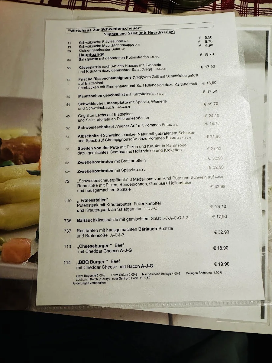 Wirtshaus zur Schwedenscheuer – Speisekarte in Leinfelden-Echterdingen, Baden-Württemberg