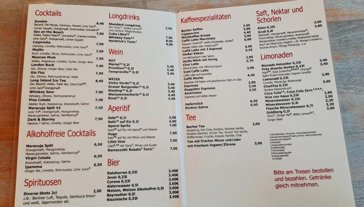 Café MAY – Speisekarte in Hamburg