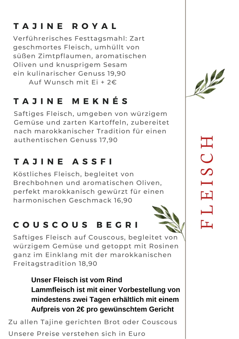 Tajine Manufaktur – Speisekarte in Bensheim, Hessen