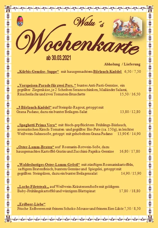 Die Waldeslust * Bar * Brasserie * Biergarten – Speisekarte in Unterhaching, Bayern