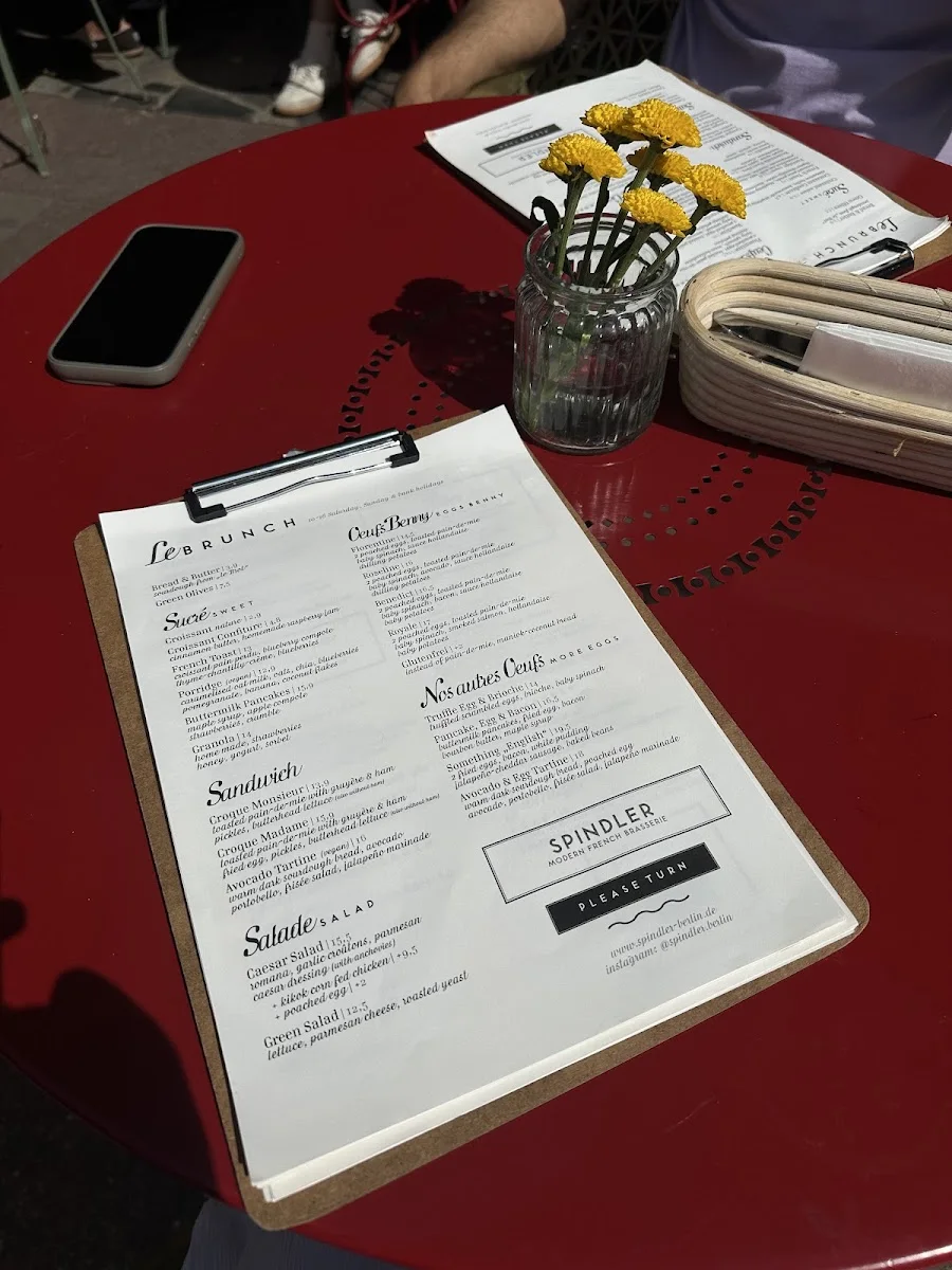 SPINDLER – Speisekarte in Berlin
