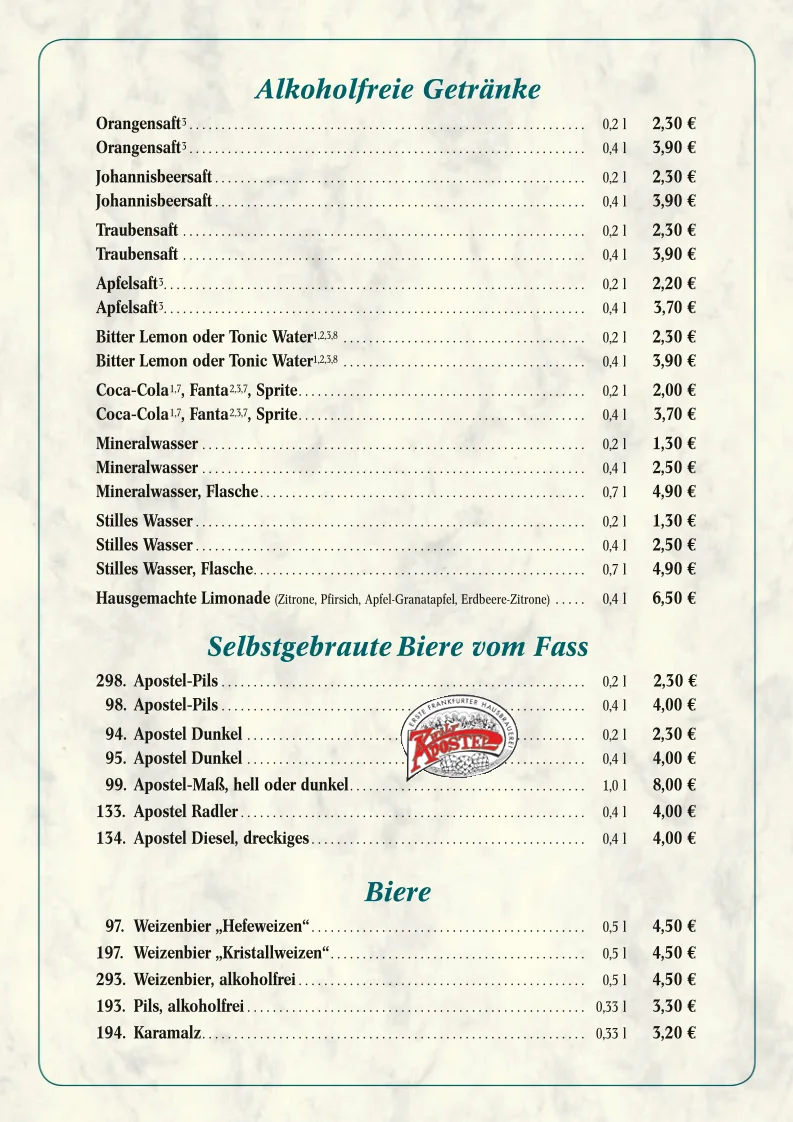 Zum Adler – Speisekarte in Frankfurt am Main, Hessen